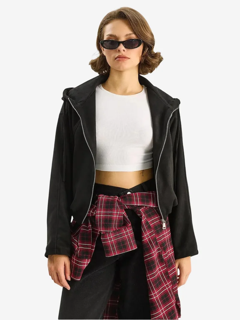 Bianco Lucci LUCCI Hooded Zipper Jacket