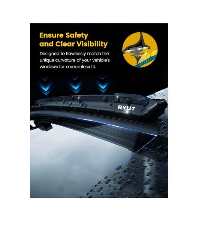 RYU7® Hybrid Wiper Blades Perfectly Compatible withHyundai i10 grand(Pack of 2) - Image 2