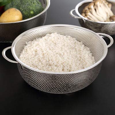 HaRvic HaRvic 23CMMultipurpose Stainless Steel Colander Strainer Drainer with Handle for Rice Drainer for Fruits Vegetable Noodles Pasta Grains Washing Filter Pack of 1  - Image 2