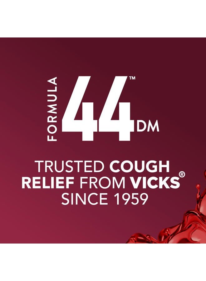 Vicks فورمولا 44 DM سائل السعال والاحتقان، دواء بدون وصفة طبية، نهار أو ليل، شراب السعال، تخفيف قوي للسعال والاحتقان، مثبط للسعال وطارد للبلغم، بنكهة التوت، 2x12 أونصة سائلة - Image 2