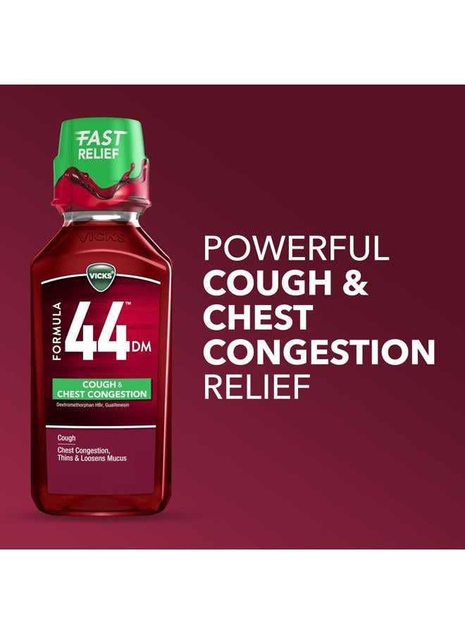 Vicks فورمولا 44 DM سائل السعال والاحتقان، دواء بدون وصفة طبية، نهار أو ليل، شراب السعال، تخفيف قوي للسعال والاحتقان، مثبط للسعال وطارد للبلغم، بنكهة التوت، 2x12 أونصة سائلة - Image 3