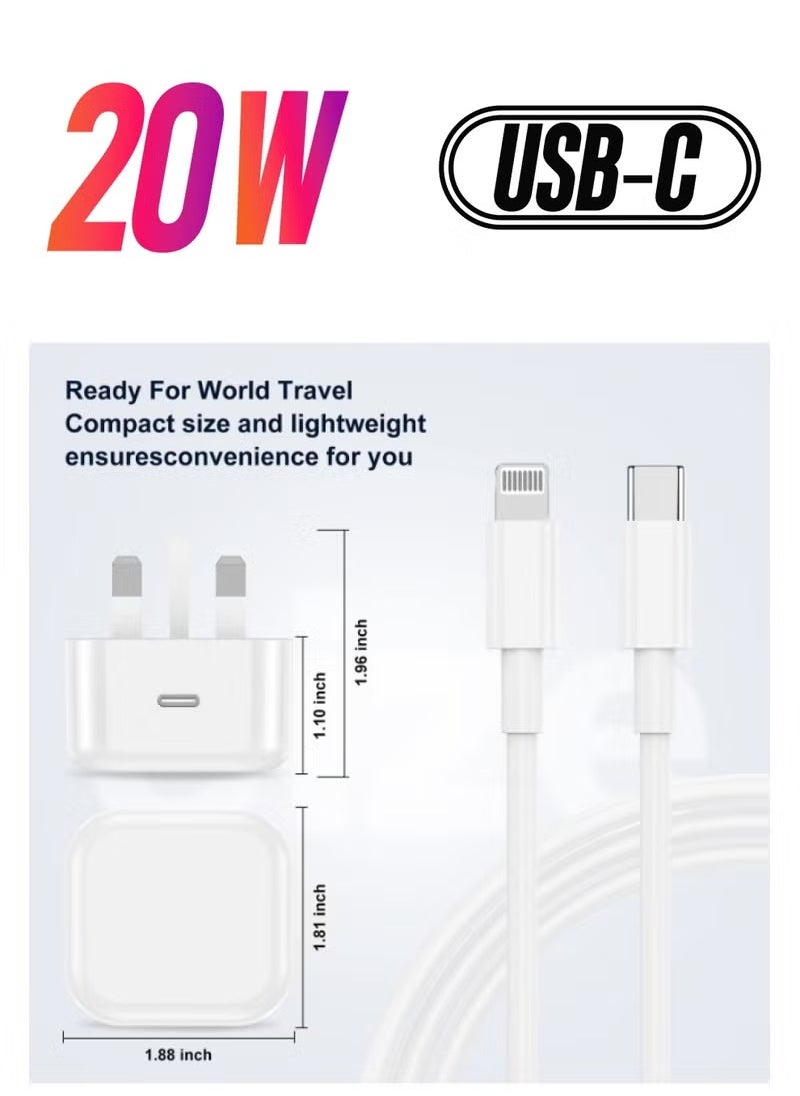 SHOPI 20W USB Type C Fast Charger PD 3.0 Power Adapter Wall with 1m Type C Lightning Cable for iPhone 12/12 Pro/12 mini/12 Pro Max/11 Pro Max SE 2020 X XR XS 8 iPad etc White 