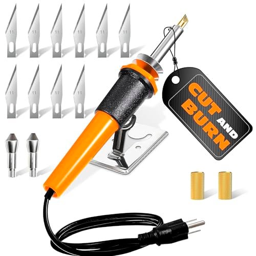 V TOWER Hot Knife Cutting Tool - Reliable Easy to Use Hot Knife Plastic Cutter for Wood, Plastic, Foam, Crafts, Wires, 55" Cable, 30W Power Draw - 10 Blades, 2 Blade Holders & 1 Wood Burning Tip Included - Image 1