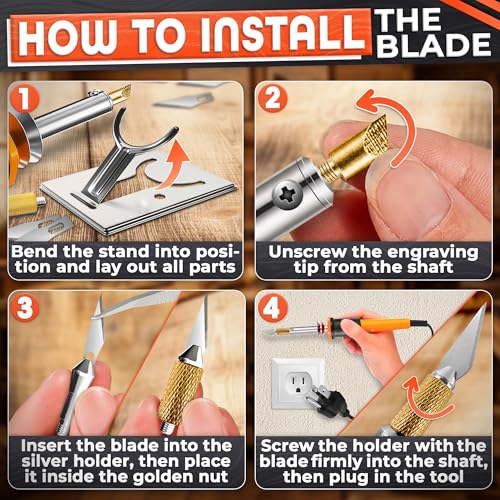 V TOWER Hot Knife Cutting Tool - Reliable Easy to Use Hot Knife Plastic Cutter for Wood, Plastic, Foam, Crafts, Wires, 55" Cable, 30W Power Draw - 10 Blades, 2 Blade Holders & 1 Wood Burning Tip Included - Image 5