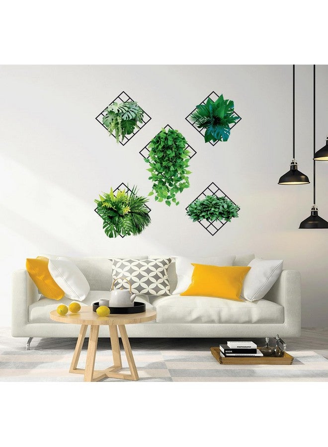 Rangoli Beautiful 3D Vivid Green Plants Self Adhesive Sticker for Living Room Bedroom (Pack of 5) - Image 2