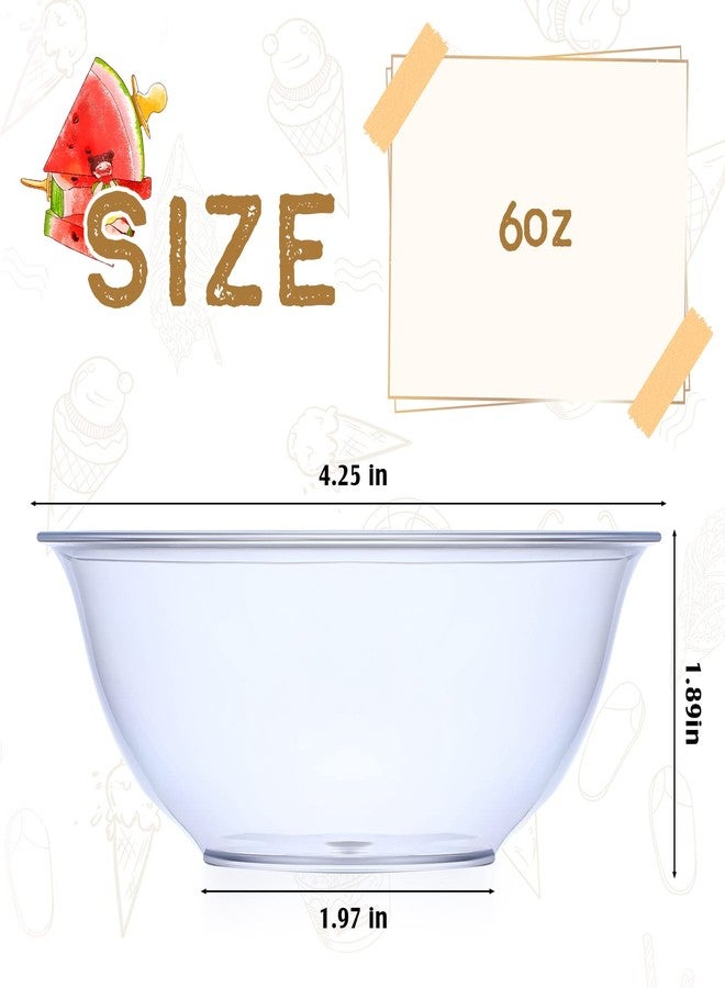 Nuogo 300 Pieces Clear Mini Plastic Bowls 6 oz Disposable Hard Plastic Ice Cream Bowls Small Disposable Bowls for Serving, Weddings, Catering, Home, Parties or Event Party Supplies - Image 2