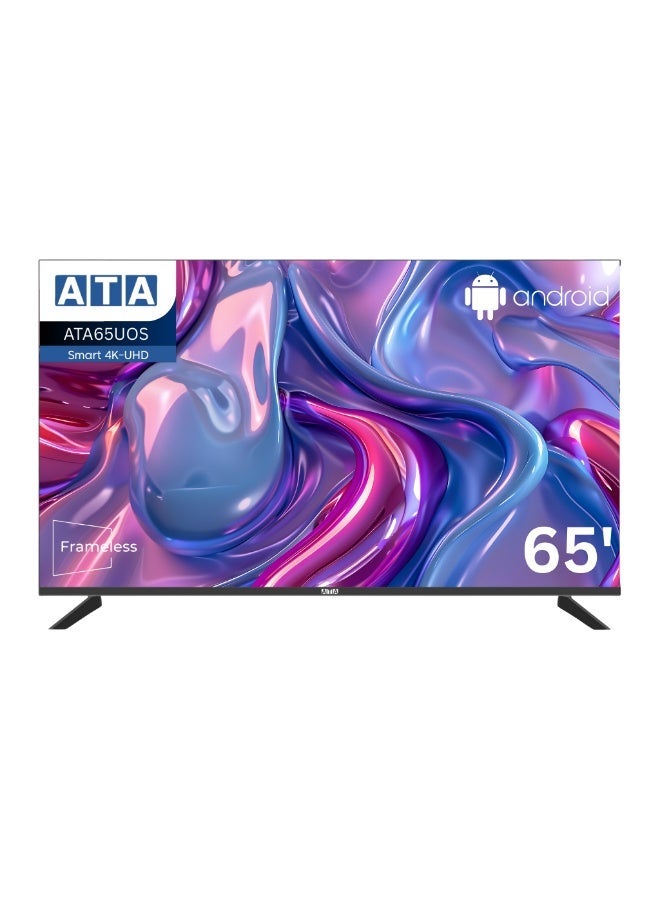 اي تي اي شاشة ATA سمارت 65 بوصة بدقة 4K UHD بدون حواف، بنظام تشغيل ذكي - ATA65AUOS - Image 1