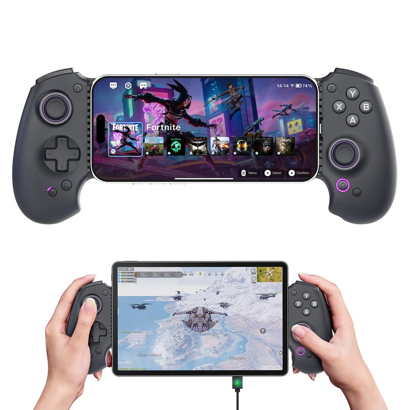 S9 FullSize Gaming Phone Controller for iPhone 1516 iPad Mini 67 Android Tablet BluetoothTypeC Mobile Gamepad with Free Key MappingApp for Genshin Impact Zenless Zone Zero Hall Joystick