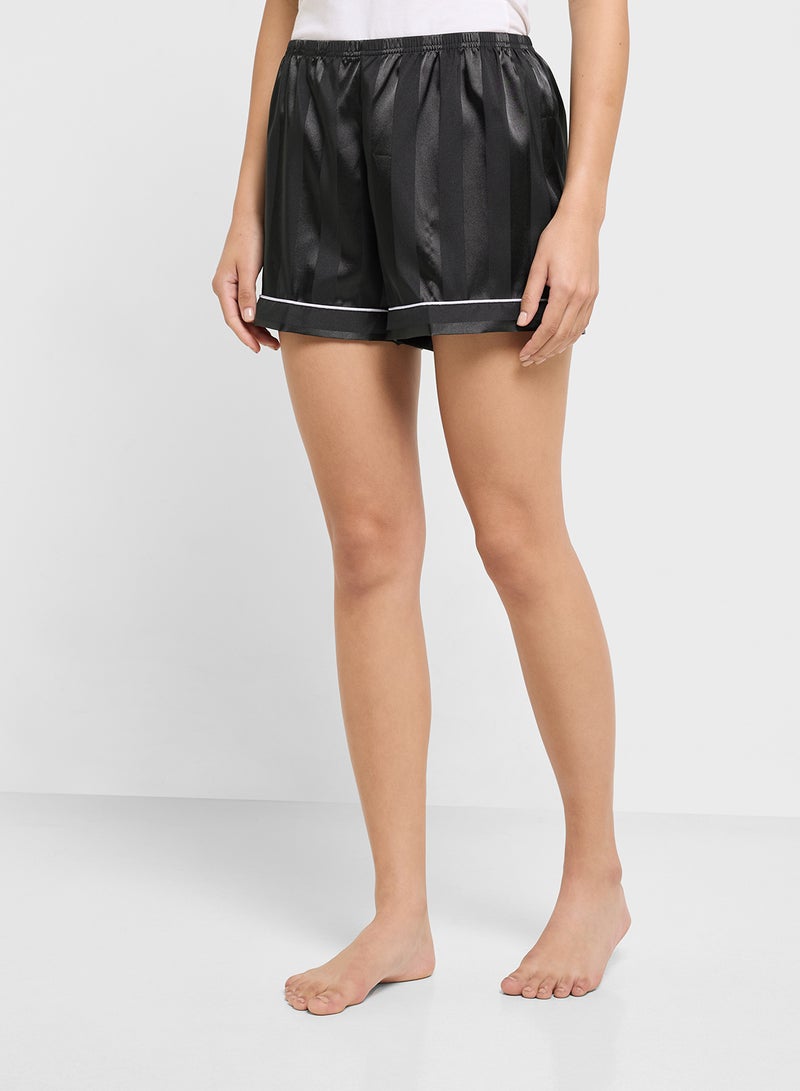 Ginger Self Stripe Satin Shirt & Short Pj Set  - Image 4