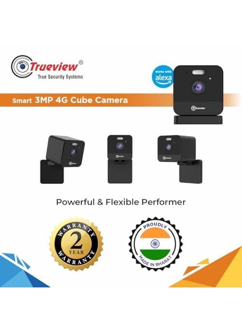 Trueview Smart Cube CCTV Security Camera for Home Office ShopSupport 10X Digital Zoom 3mp 4G Sim Based Cube Camera
