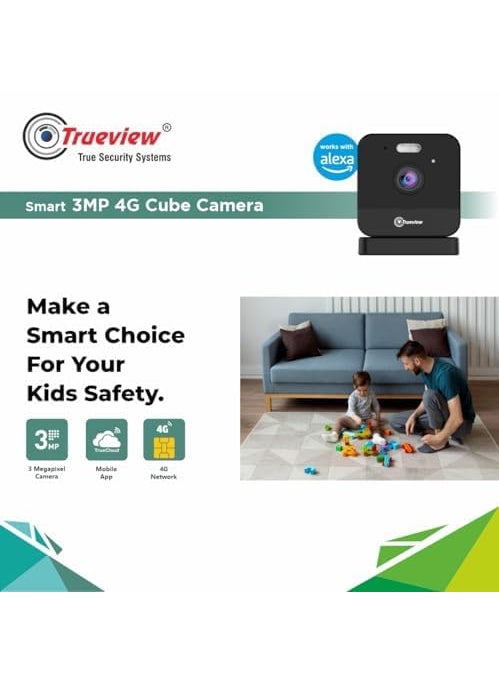 Trueview Smart Cube CCTV Security Camera for Home Office ShopSupport 10X Digital Zoom 3mp 4G Sim Based Cube Camera