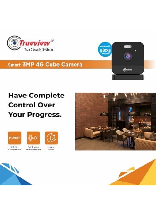 Trueview Smart Cube CCTV Security Camera for Home Office ShopSupport 10X Digital Zoom 3mp 4G Sim Based Cube Camera