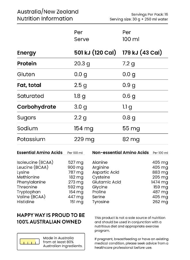 HappyWay مسحوق بروتين واي ثلاثي الشوكولاتة 500 جرام - Image 3