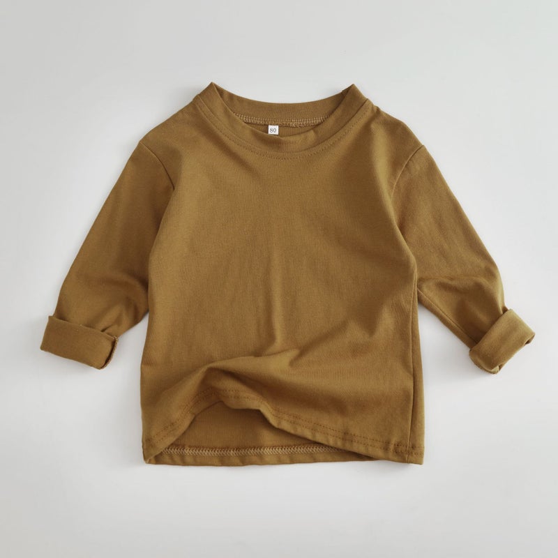 Men'S And Women'S Base Shirt Yyds Khaki Color Closed Eyes Korean Version Of Children'S New Cotton T-Shirt Foreign Style Long Sleeve Long T - Image 3