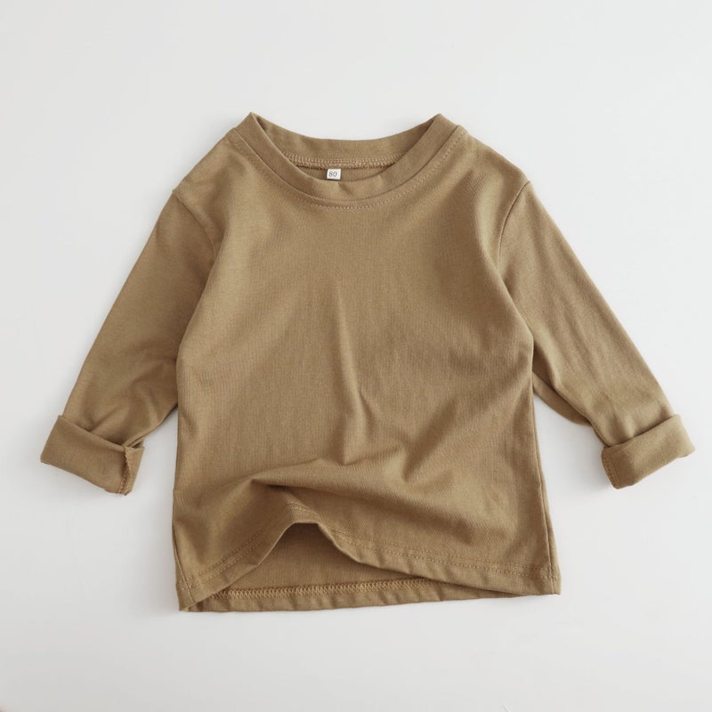 Men'S And Women'S Base Shirt Yyds Khaki Color Closed Eyes Korean Version Of Children'S New Cotton T-Shirt Foreign Style Long Sleeve Long T - Image 5