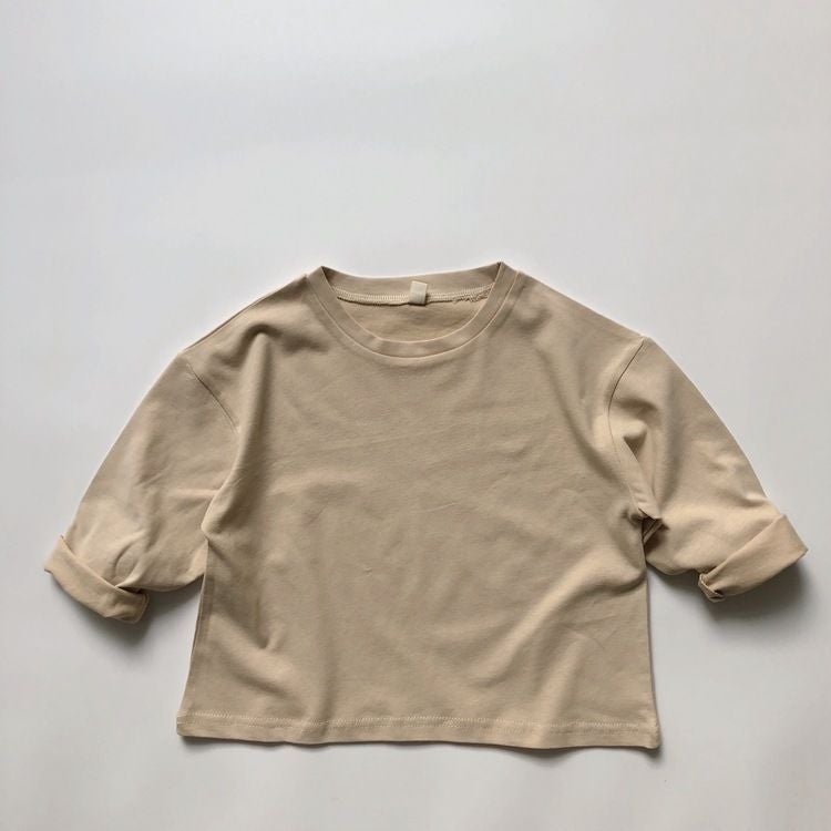 Men'S And Women'S Base Shirt Yyds Khaki Color Closed Eyes Korean Version Of Children'S New Cotton T-Shirt Foreign Style Long Sleeve Long T - Image 1