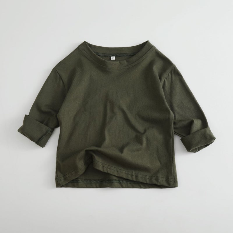 Men'S And Women'S Base Shirt Yyds Khaki Color Closed Eyes Korean Version Of Children'S New Cotton T-Shirt Foreign Style Long Sleeve Long T - Image 4