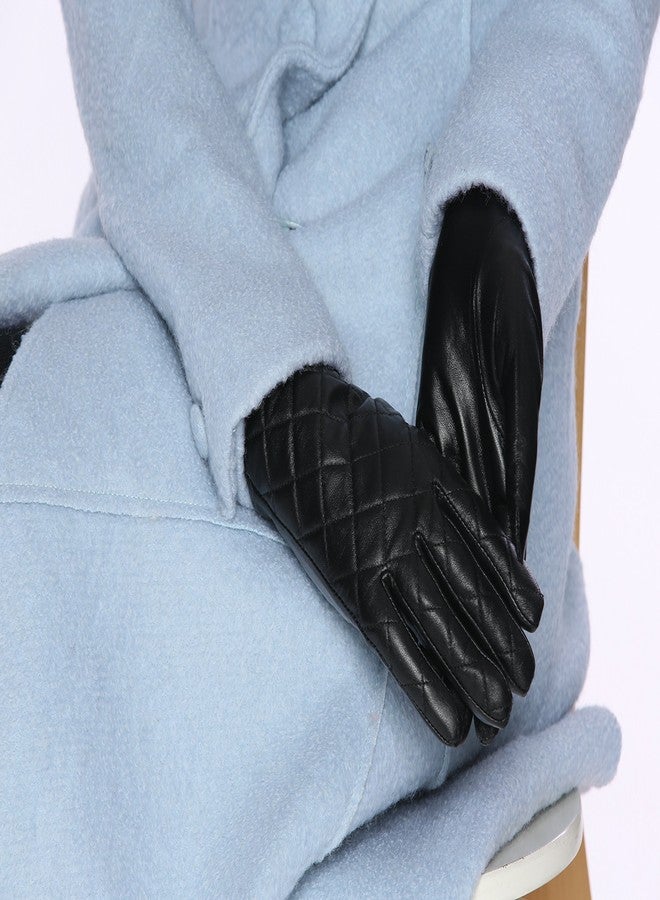 MoDA Ms. Rocky Women Leather Quilted Fashion Driving Winter Gloves - Image 4