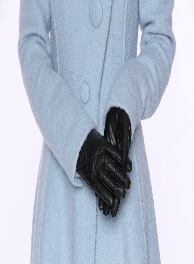 MoDA Ms. Rocky Women Leather Quilted Fashion Driving Winter Gloves - Image 5