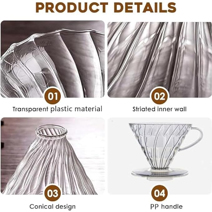 Goodern Coffee DripperPlastic Coffee Dripper With Filter Cup Coffee Spiral Layers Drip Maker Cone Homemade Brew Coffee Dripper Fits All Coffee Cups Coffee Filter Mug For HomeCafeRestaurant - Image 4