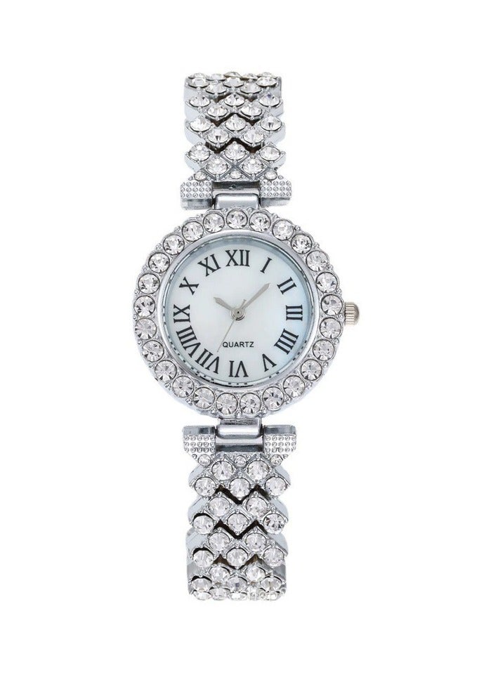 [2025 New Design]Ladies Watch Fashionable Women Quartz Diamond Wristwatch Classic Simple Watches Business Decoration Bangle Bracelet Necklace Ring Earring Girl Gift Set  - Image 2