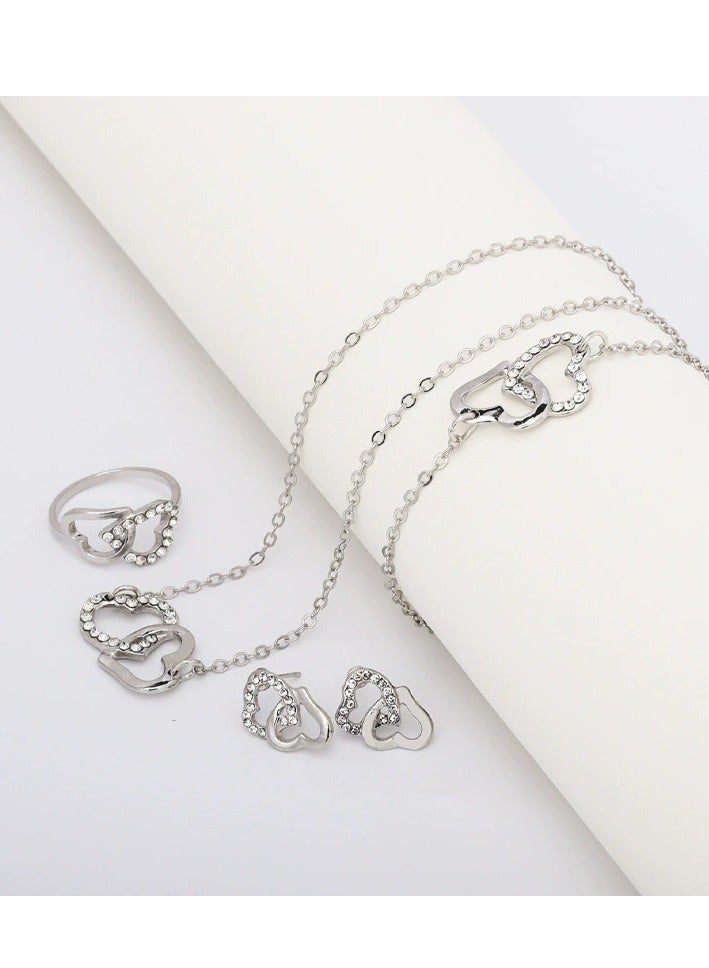 [2025 New Design]Ladies Watch Fashionable Women Quartz Diamond Wristwatch Classic Simple Watches Business Decoration Bangle Bracelet Necklace Ring Earring Girl Gift Set  - Image 3