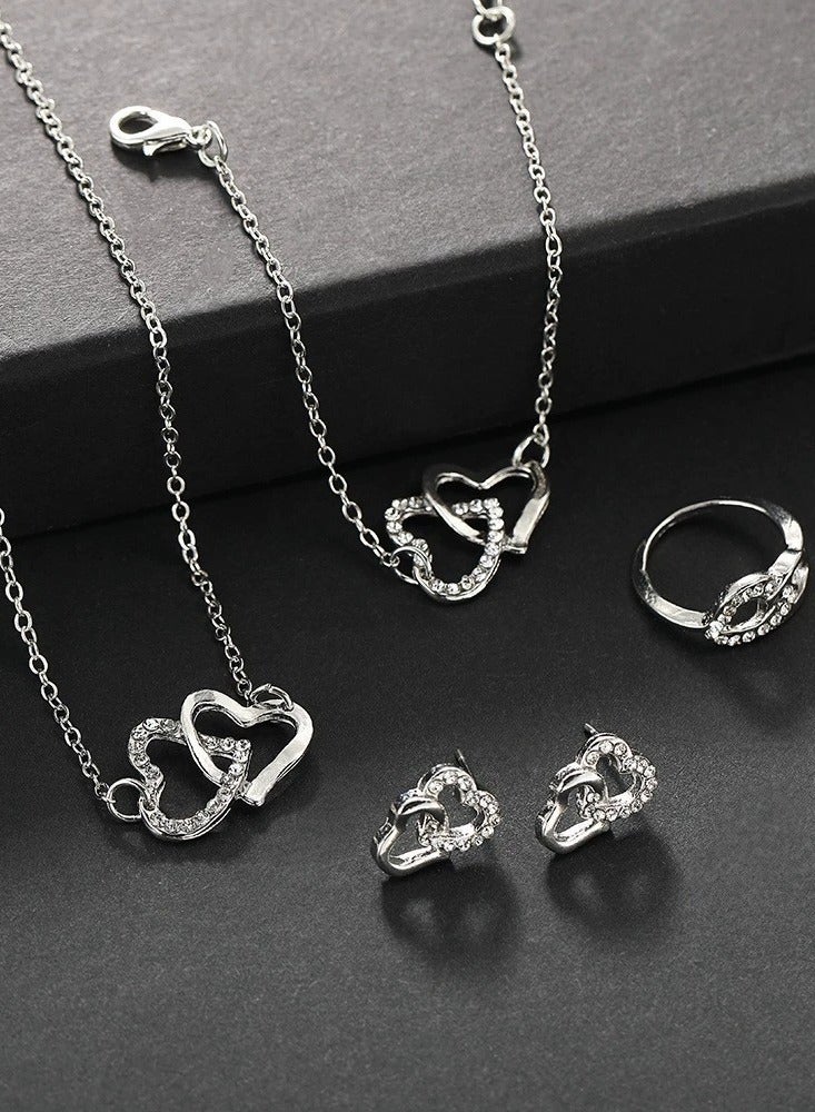 [2025 New Design]Ladies Watch Fashionable Women Quartz Diamond Wristwatch Classic Simple Watches Business Decoration Bangle Bracelet Necklace Ring Earring Girl Gift Set  - Image 4