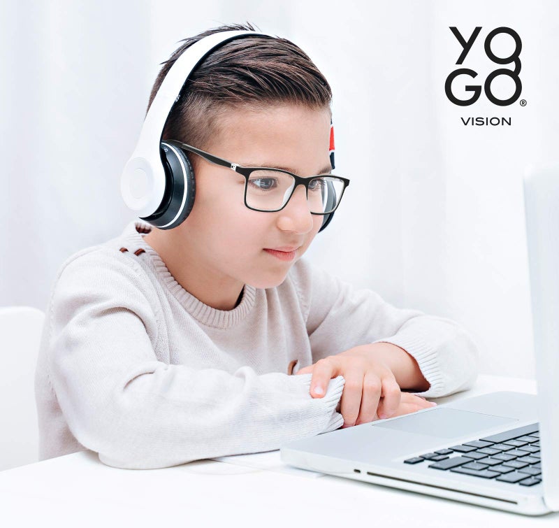 Yogo Vision Kids Computer Glasses, Blue Light Blocking Filter-For Video Games, Tablets, Kindle Screen, Electronic Devices Protects Against Eyestrain For Boys and Girls-Black and White FrameCase Included - Image 3