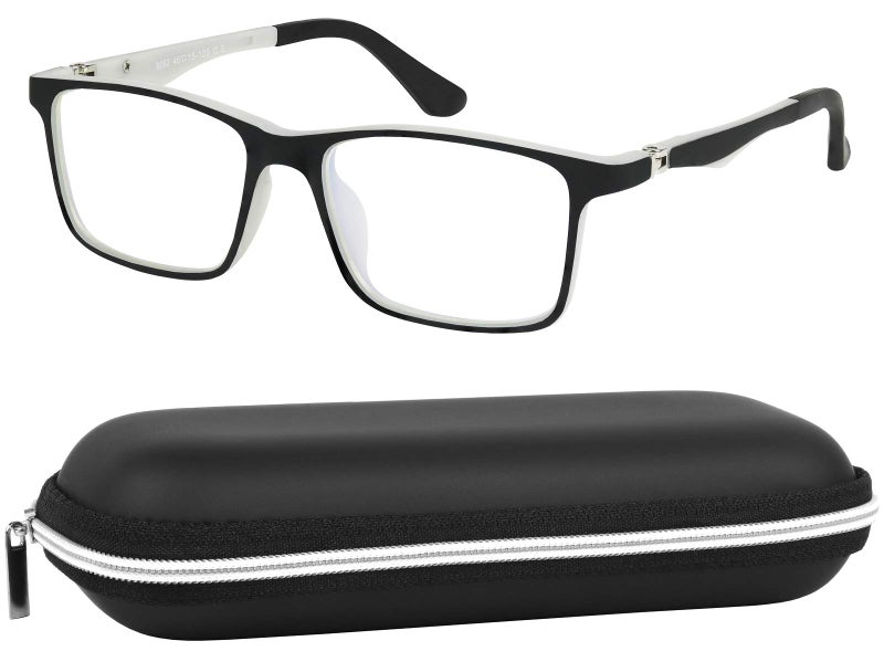 Yogo Vision Kids Computer Glasses, Blue Light Blocking Filter-For Video Games, Tablets, Kindle Screen, Electronic Devices Protects Against Eyestrain For Boys and Girls-Black and White FrameCase Included - Image 1