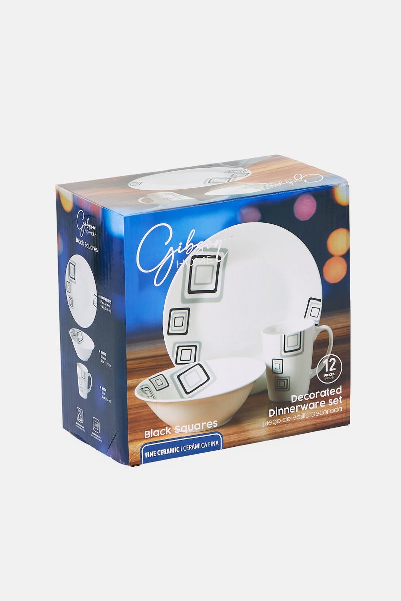 Gibson Home 12 Pieces Ceramic Dinnerware Set, Multicolor - Image 3