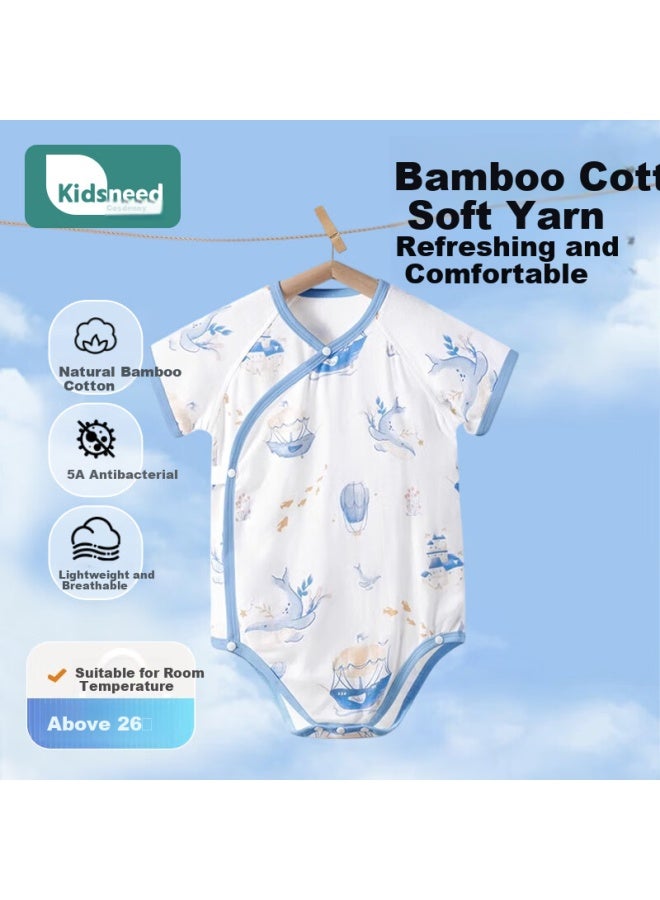 Kidsneed Summer Bamboo Cotton Newborn Romper Baby Jumpsuit Baby Ha Yi Crawling Suit Children's Sleeping Bag Size 80 - Image 1