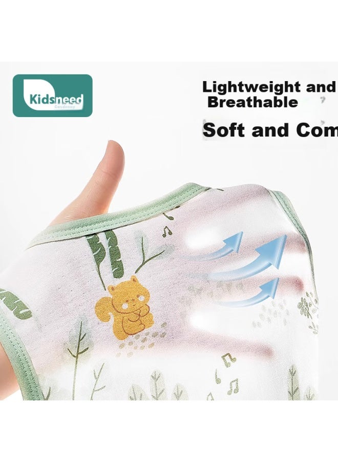 Kidsneed Summer Bamboo Cotton Newborn Romper Baby Jumpsuit Baby Ha Yi Crawling Suit Children's Sleeping Bag Size 80 - Image 2