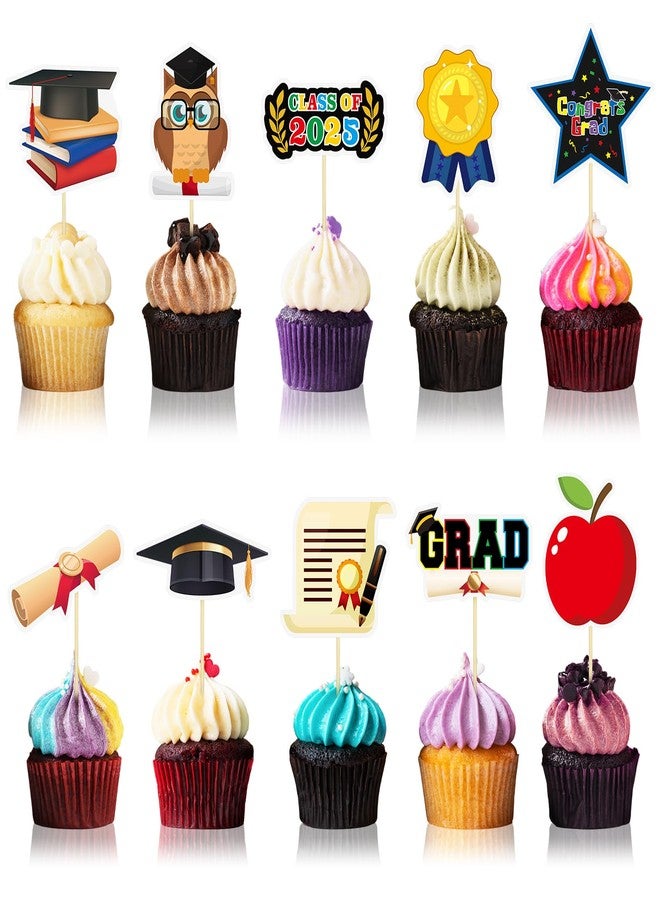 FoldTier 100 Pcs Kindergarten Graduation Cupcake Toppers Preschool Cake Topper Preschool Graduation Party Favors Grad 2025 Theme Graduation Decorations Supplies for Boys Girls(Classic) - Image 1