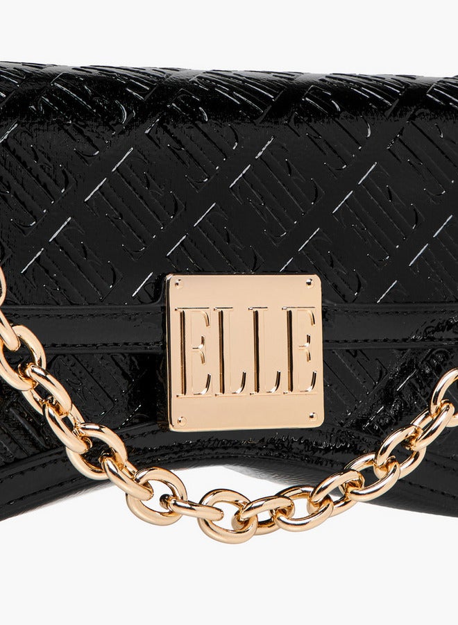 ELLE Monogram Embossed Shoulder Bag with Button Closure - Image 5