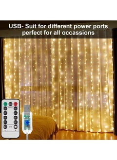 Generic 3x2 Meter Curtain String Lights with Remote Control - Warm and Festive Glow  - Image 2