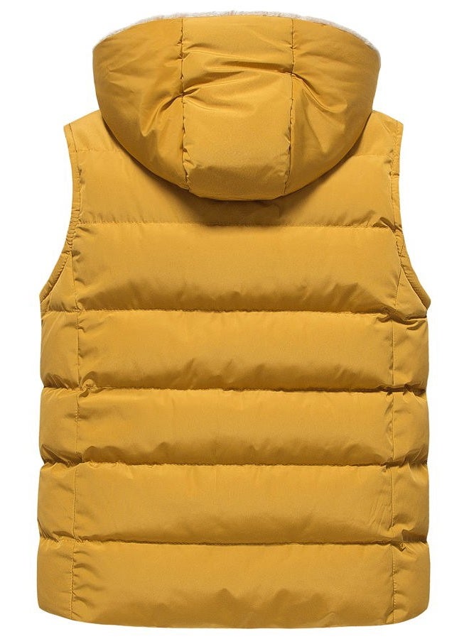Pursky Girl's and Boy's Hooded Warm Puffer Vest Outerwear Soft Flannel Lined Insulation Waistcoat, Yellow, 10-12 Years - Image 2