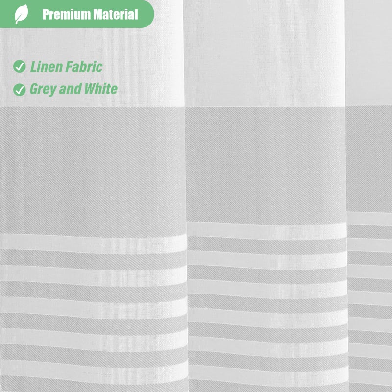 Dynamene الستائر دش طويلة دش طويلة 84 بوصة مزرعة طويلة بوهو مخطط شريط شرابة الستائر دش الحمام الطويل بوهيميان الستار القماش الدش الستار مع السنانير الرمادية 72x84 - Image 1