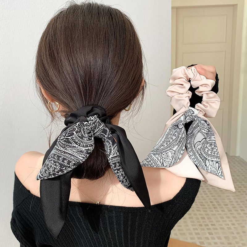 Melodio 2 Pcs Fluttering Flower Hair Ring Satin Hair Rope Fashion Bow Hair Rope Hair Accessories - Image 2
