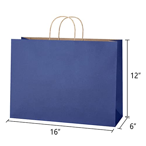SHOPDAY Navy Blue Paper Bags with Handles 16x6x12 25 Pack Large Kraft Paper Bags Bulk Tote Bag Shopping Bags Paper Gift Bags Retail Bag Merchandise Bags for Grocery Business Takeouts - Image 3