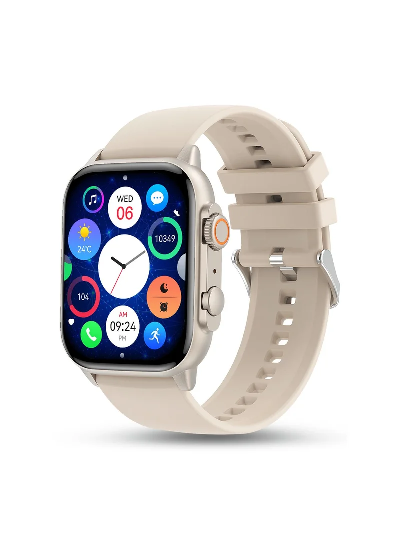 بيبل Astra 1.96" AMOLED Smartwatch for Men and Women, Always On Display, Bluetooth Calling, Voice Assistant, Heart Rate Monitoring, SpO2, Multi-Sports Modes, Starlight Grey