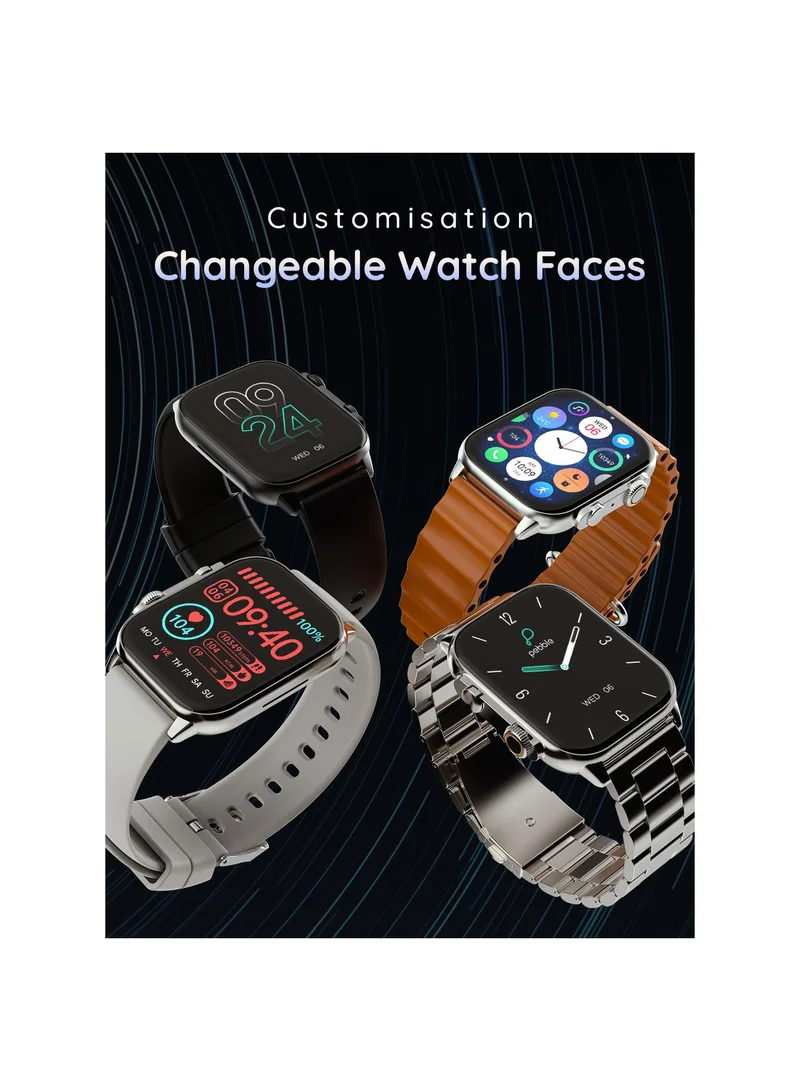 بيبل Astra 1.96" AMOLED Smartwatch for Men and Women, Always On Display, Bluetooth Calling, Voice Assistant, Heart Rate Monitoring, SpO2, Multi-Sports Modes, Starlight Grey