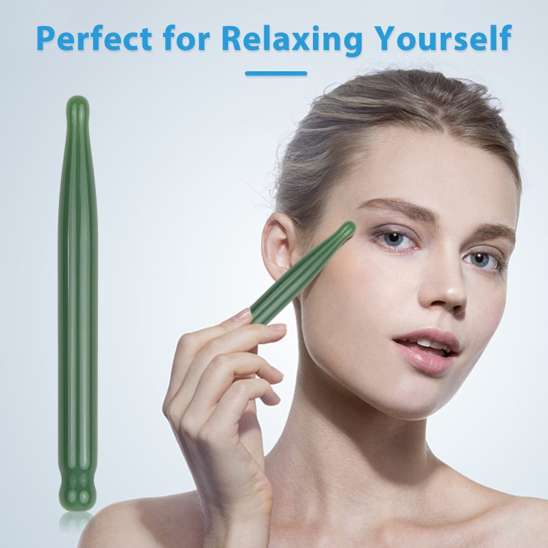 Green Jade Gua Sha Massage Tools - Ergonomic Multi-Use Relaxation Wellness Tools for Facial Neck Body Muscle Pain Relief Skin Tightening - Image 3