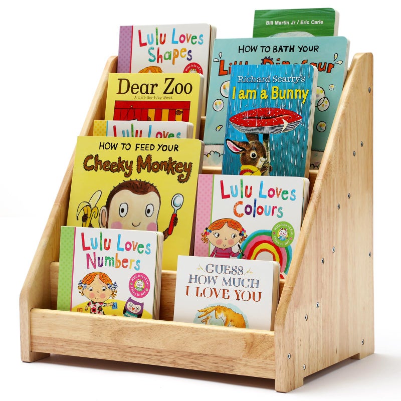 Nuoex Montessori Bookshelf for Toddler 1-5 Years, Kids Wooden 5-Tier Front Facing Book Display Shelf with Chalkboard for Bedroom,Playroom,Classroom,Book Rack Organizer, Natural - Image 1