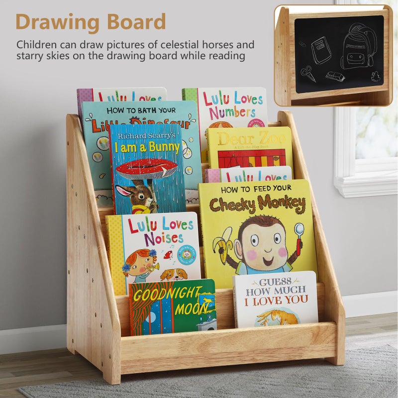 Nuoex Montessori Bookshelf for Toddler 1-5 Years, Kids Wooden 5-Tier Front Facing Book Display Shelf with Chalkboard for Bedroom,Playroom,Classroom,Book Rack Organizer, Natural - Image 3