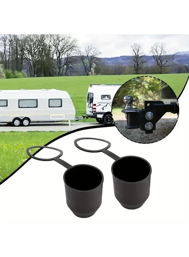 2pcs Heavy Duty Trailer Hitch Ball Cover for 50mm Ball Heads Rustproof Plastic Tow Bar Cap with Locking Loop All Weather Black - Image 1