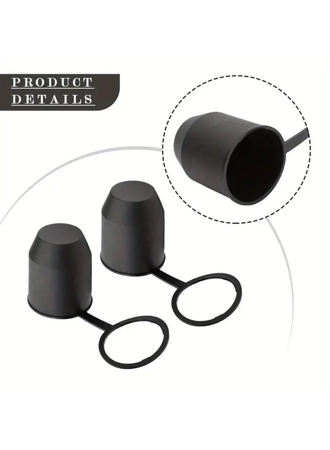 2pcs Heavy Duty Trailer Hitch Ball Cover for 50mm Ball Heads Rustproof Plastic Tow Bar Cap with Locking Loop All Weather Black - Image 3