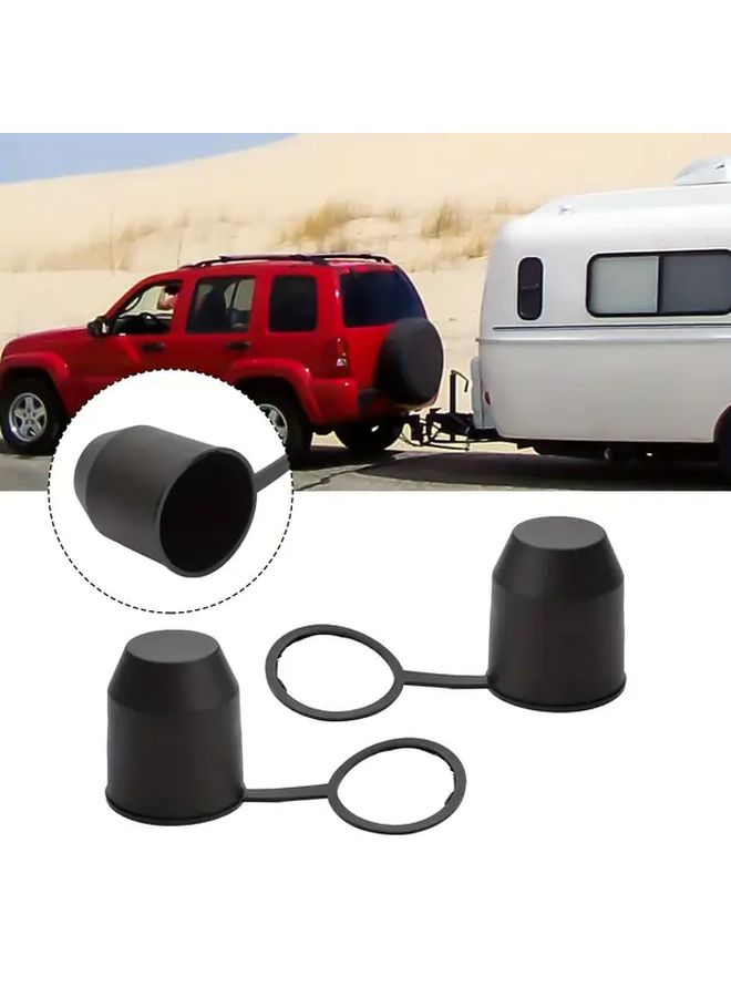 2pcs Heavy Duty Trailer Hitch Ball Cover for 50mm Ball Heads Rustproof Plastic Tow Bar Cap with Locking Loop All Weather Black - Image 5