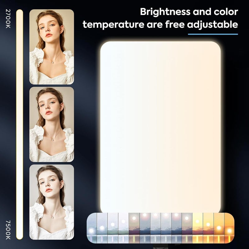 إف إتش 19 بوصة طقم إضاءة فيديو LED، 2700K-7500K 65W إضاءة استوديو تصوير - اضاءة تصوير، مع حامل ثلاثي وحامل هاتف لتسجيل الفيديو، بث الألعاب - Image 2