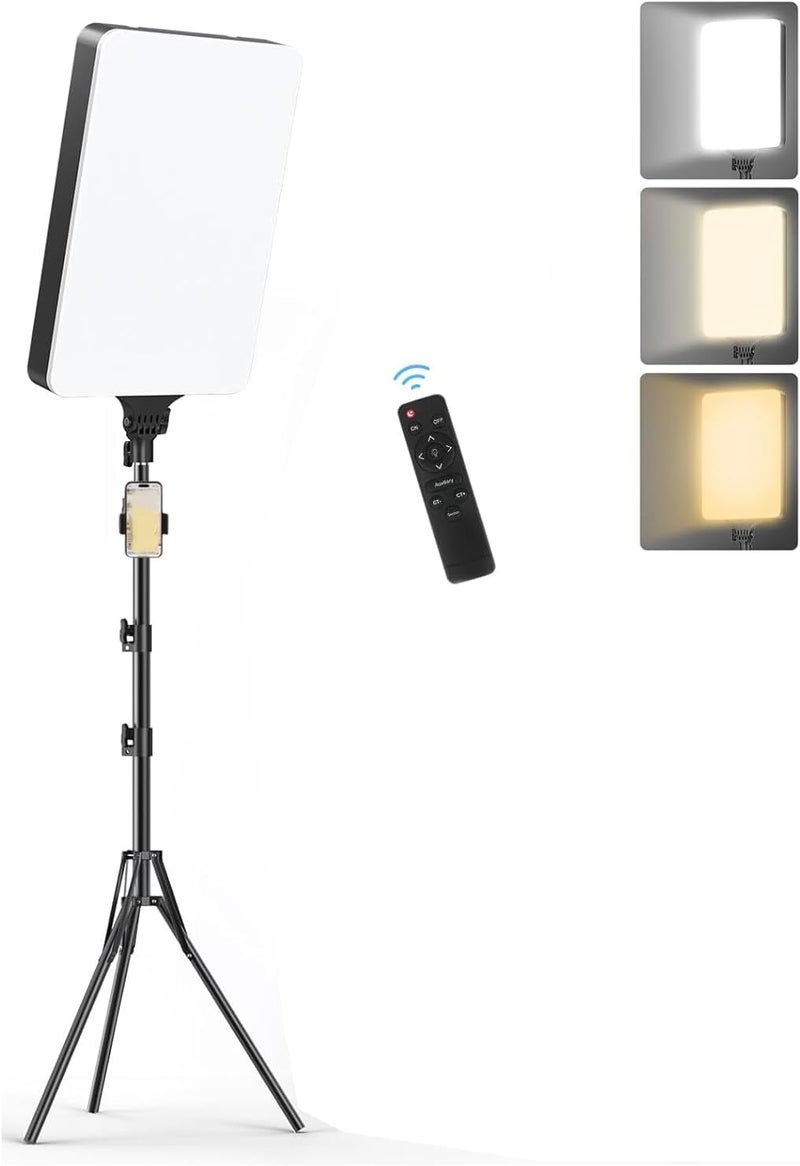 إف إتش 19 بوصة طقم إضاءة فيديو LED، 2700K-7500K 65W إضاءة استوديو تصوير - اضاءة تصوير، مع حامل ثلاثي وحامل هاتف لتسجيل الفيديو، بث الألعاب - Image 1