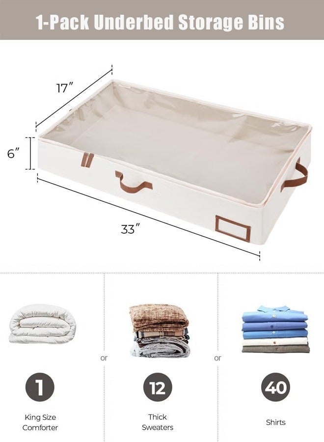 1 Pack Ultra-thick Large Under Bed Storage Containers with Handles and Label Holder, Closet Organizer for Clothes, Blankets, Sweater - Image 1